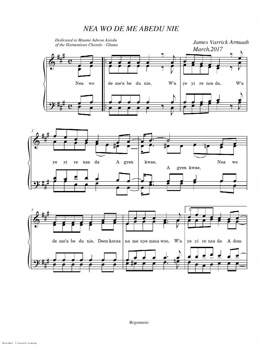 First-page preview of NEA WODE ME ABEDU NIE