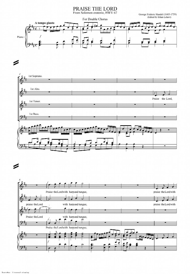 First-page preview of Praise the Lord
