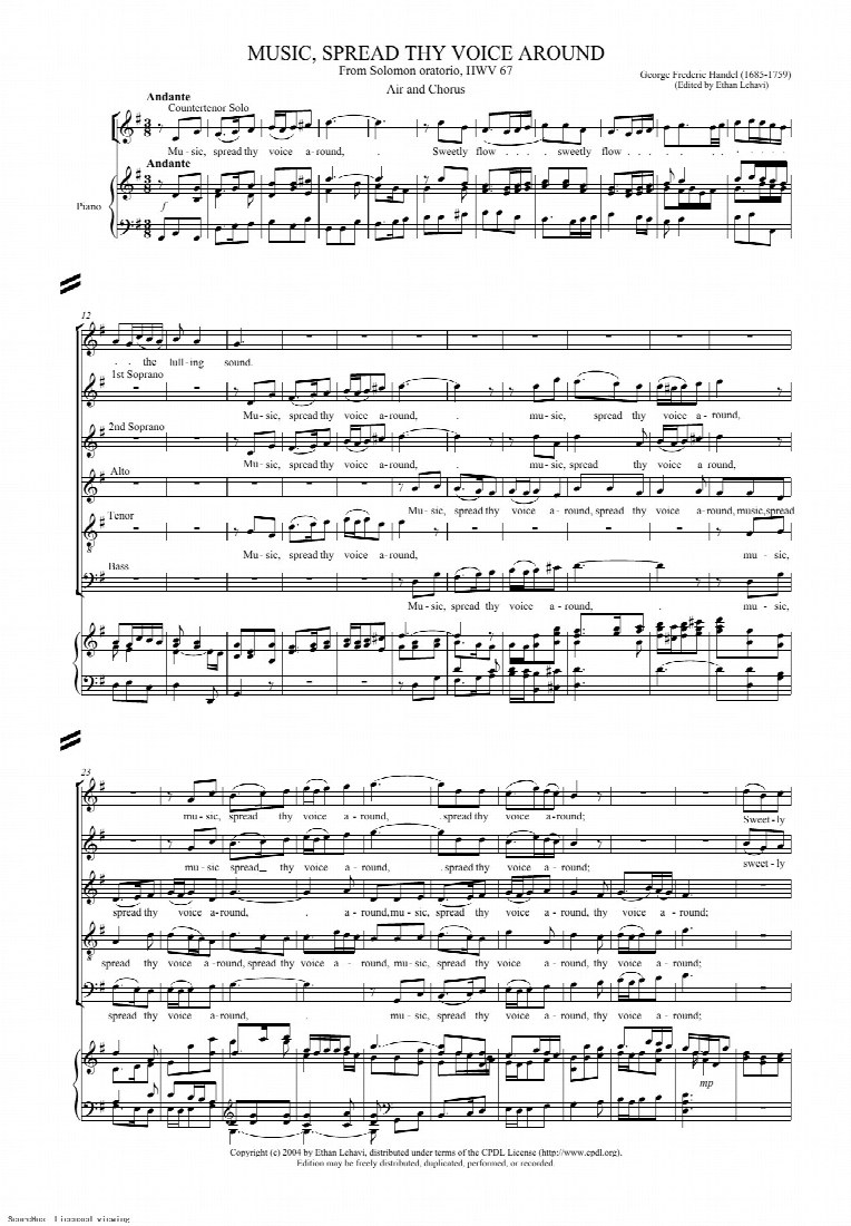 First-page preview of Music, spread the voice around