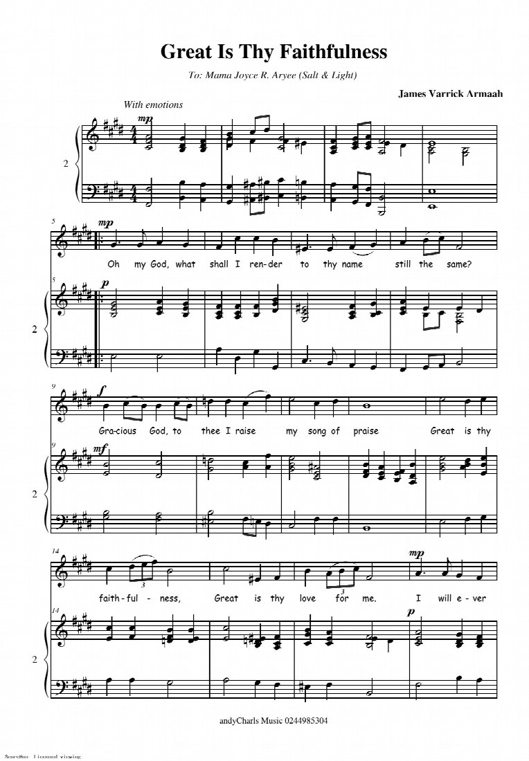 First-page preview of Great is thy faithfulness - JVA
