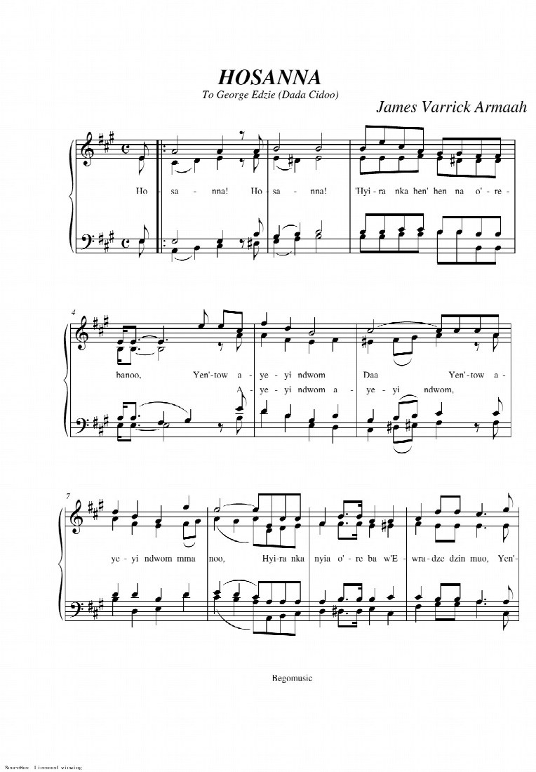 First-page preview of Hosanna
