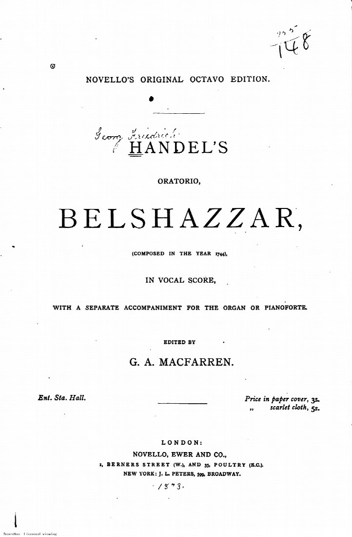 First-page preview of Handel- Belshazzar Collection