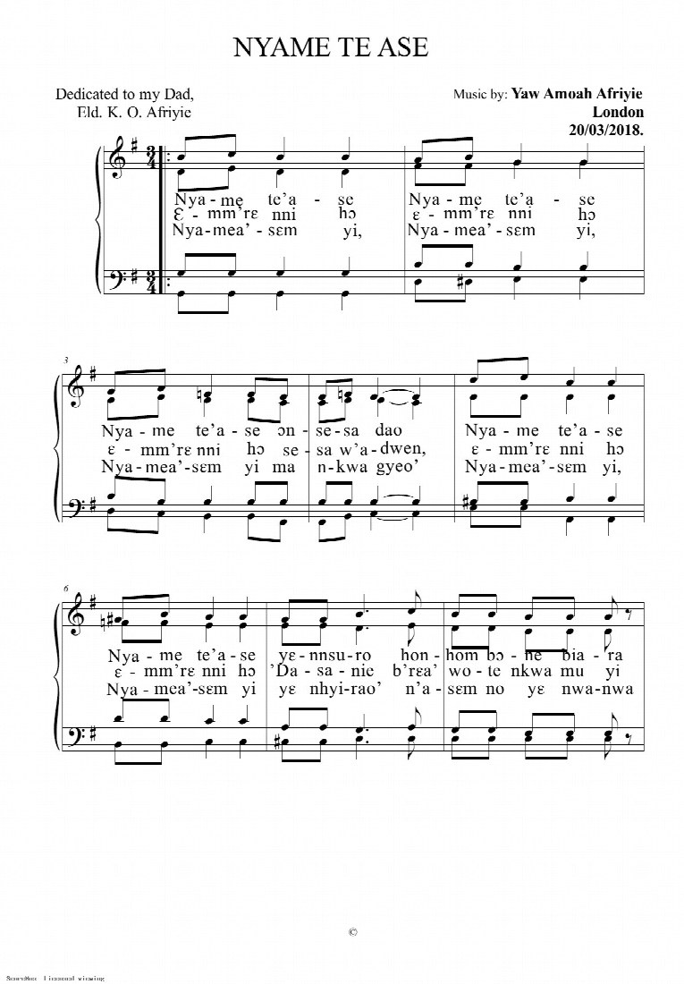 First-page preview of Nyame Te Ase
