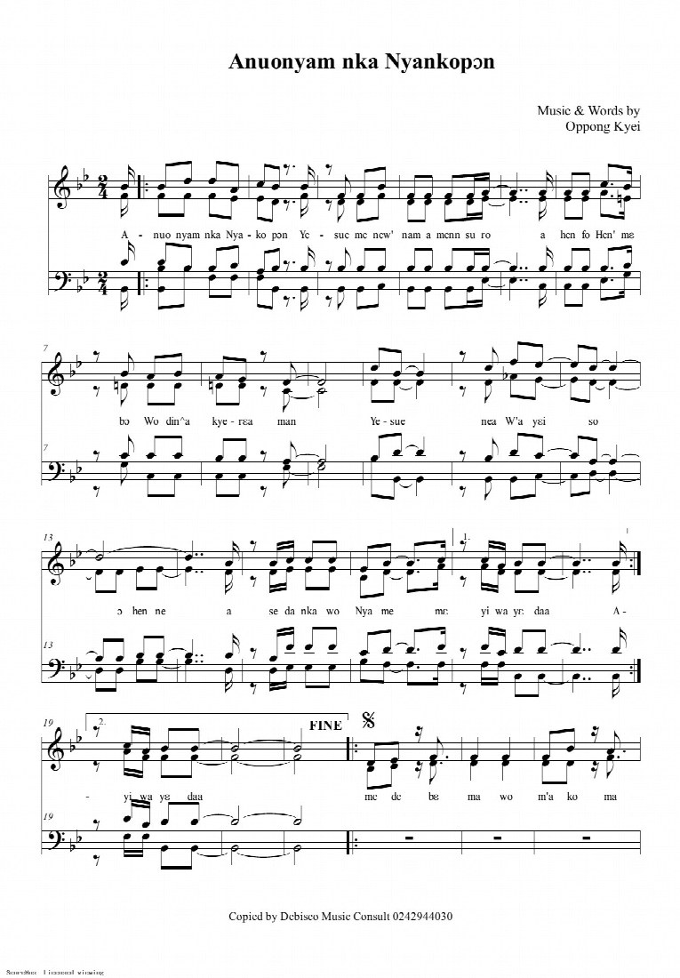 First-page preview of Anuonyam nka Nyankopon