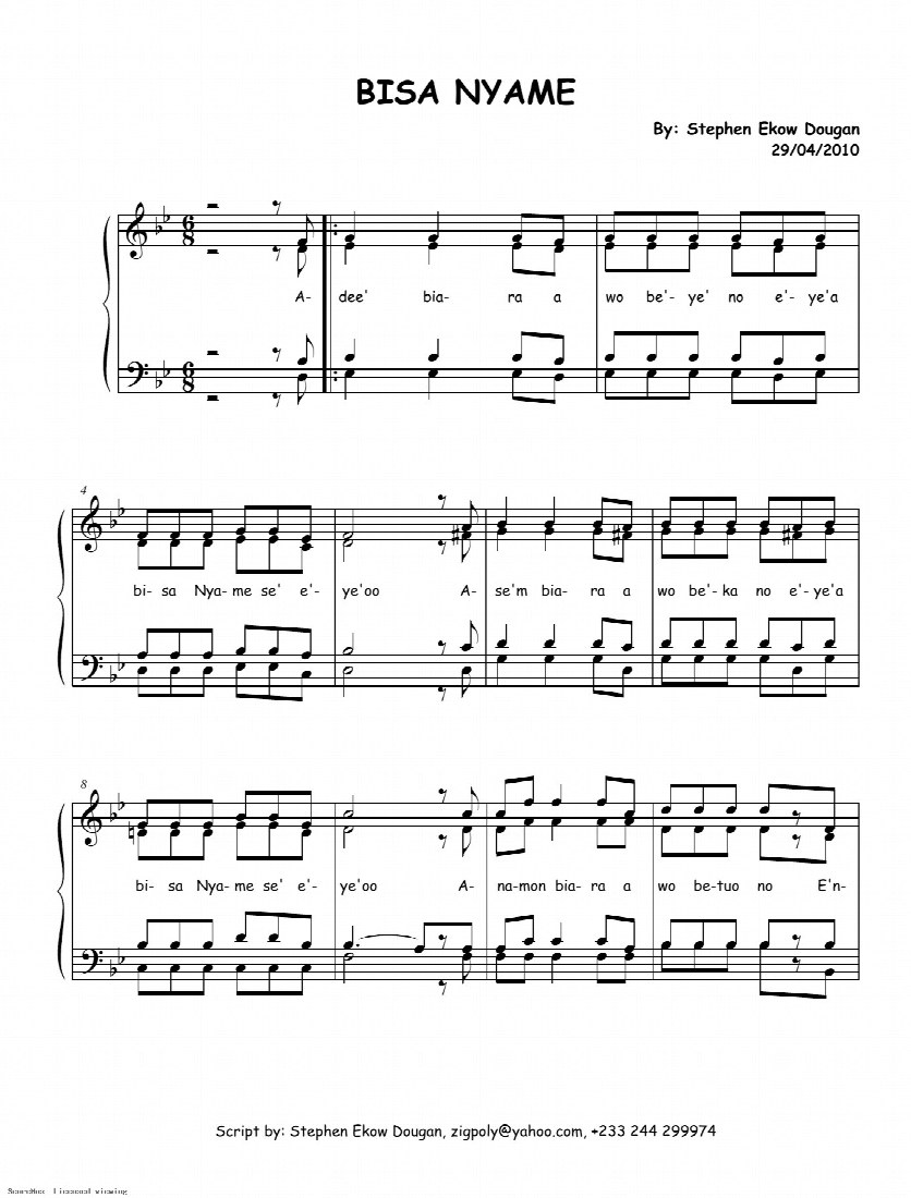 First-page preview of Bisa Nyame