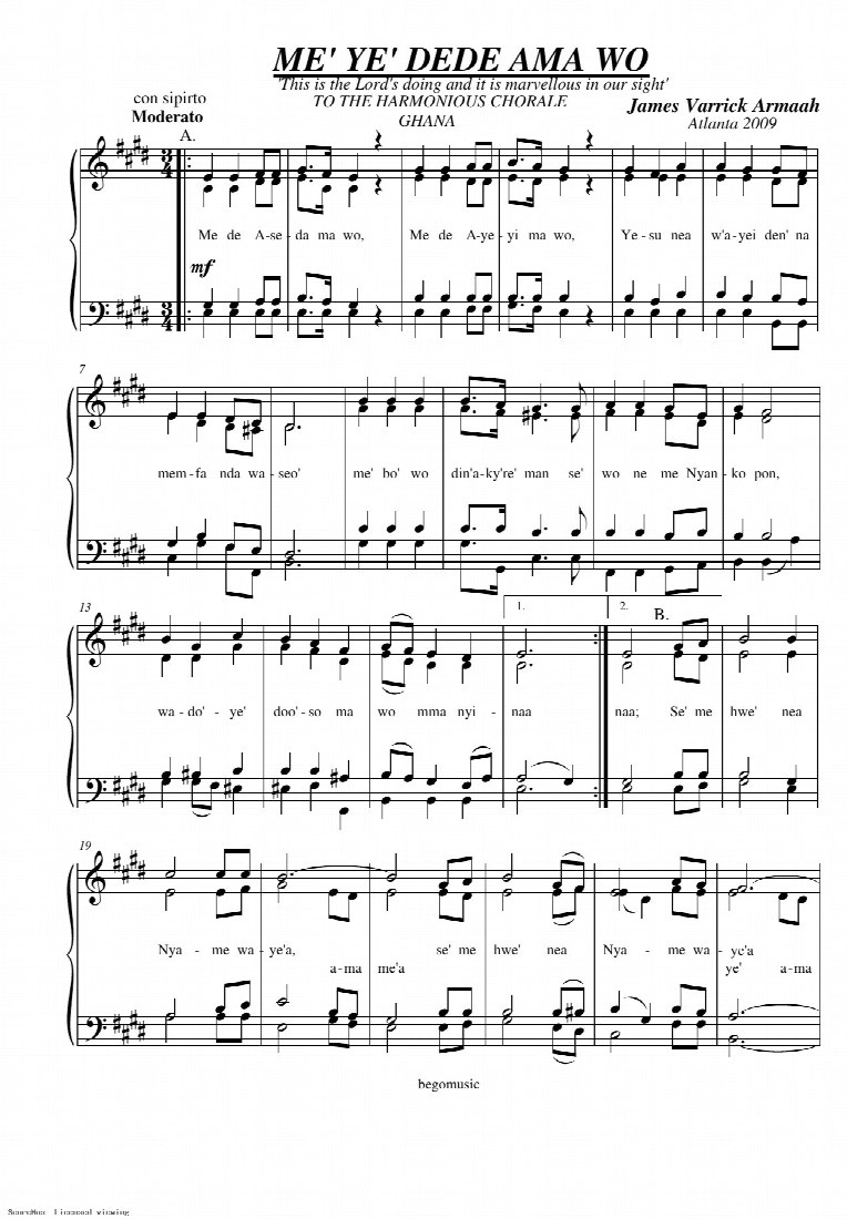 First-page preview of ME' YE' DEDE AMA WO