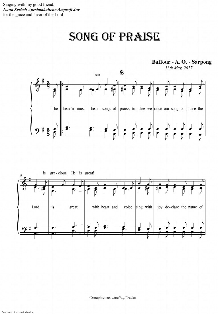 First-page preview of Song Of Praise