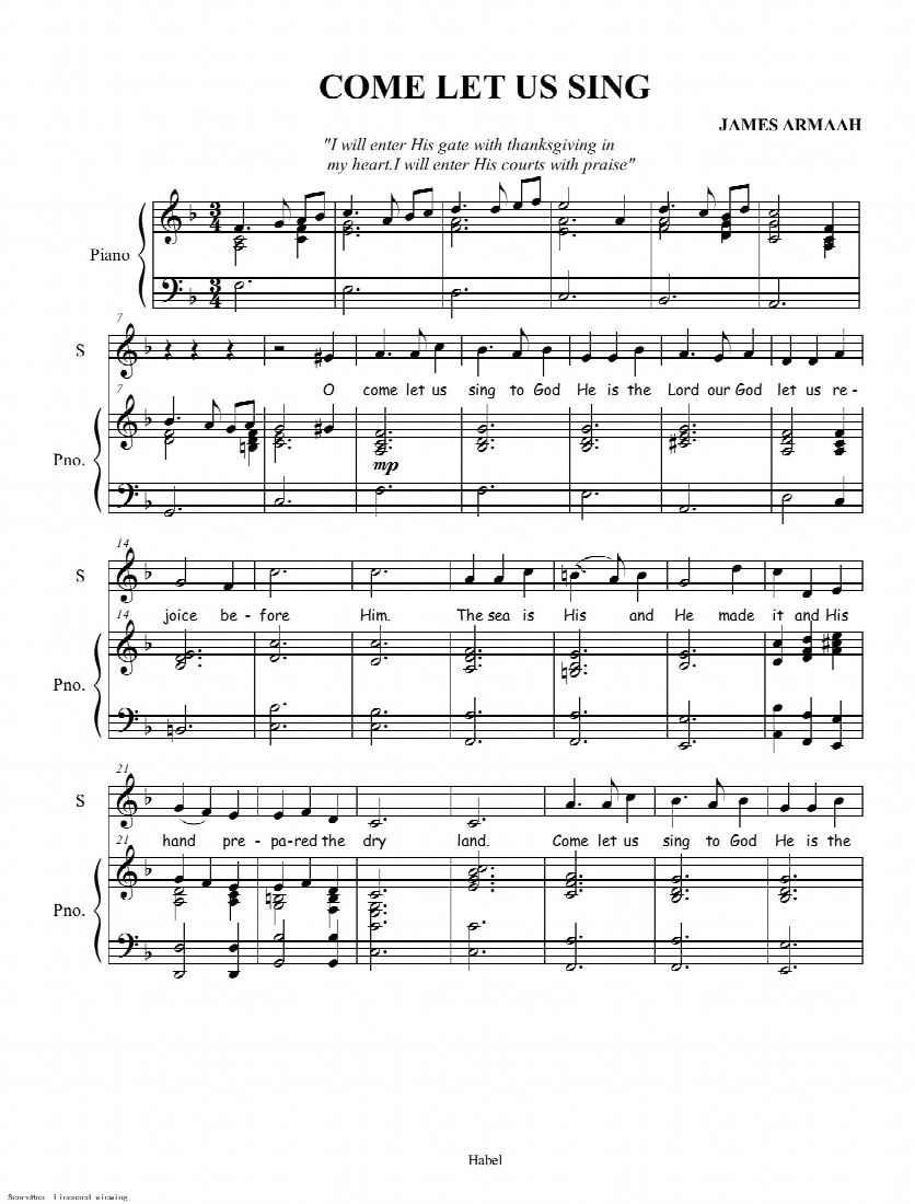 First-page preview of Come let us sing
