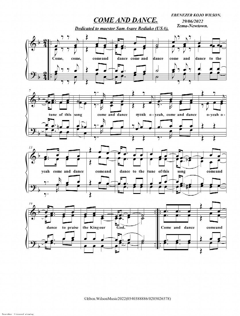 First-page preview of Come and Dance