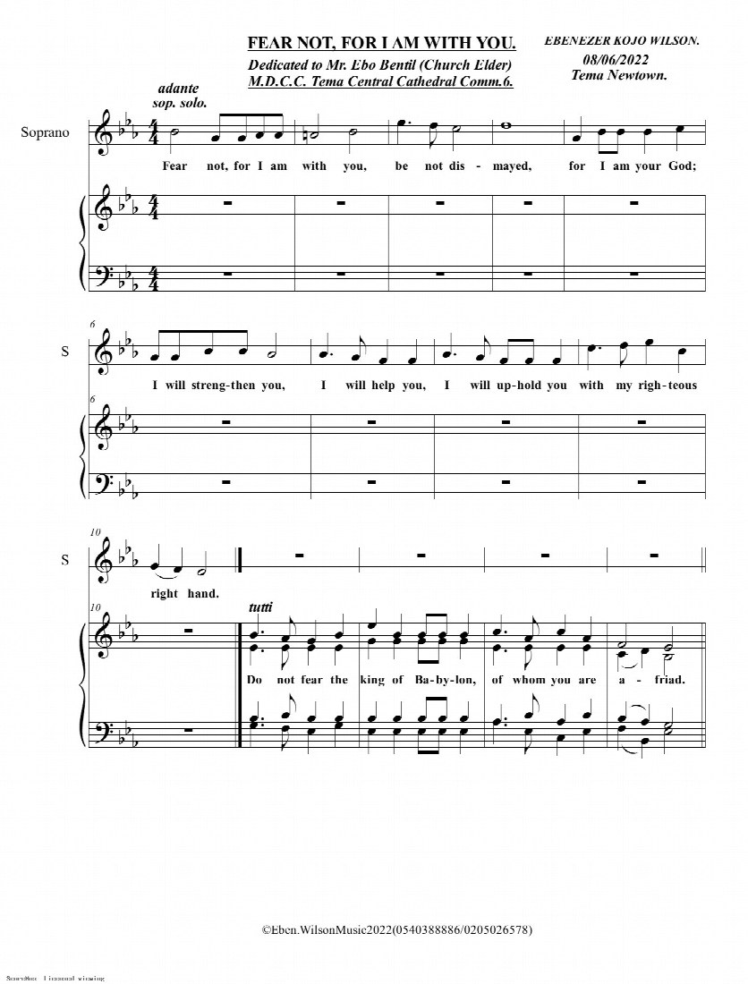 First-page preview of Fear not, for I am with you
