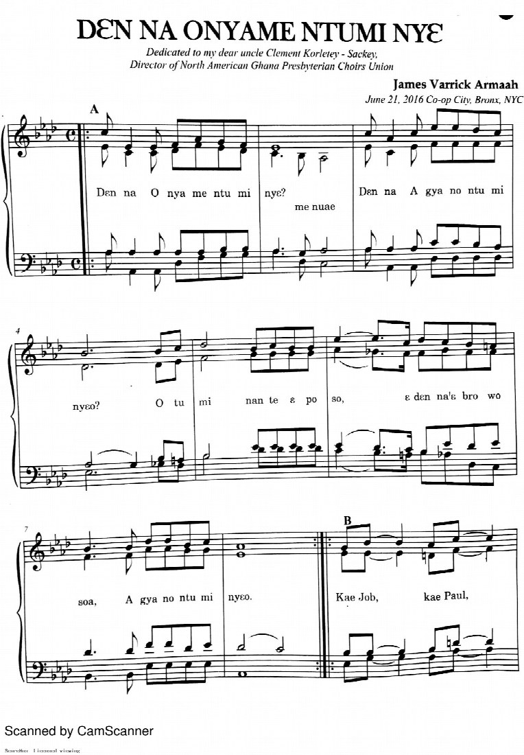 First-page preview of Den na Onyame ntumi Nye
