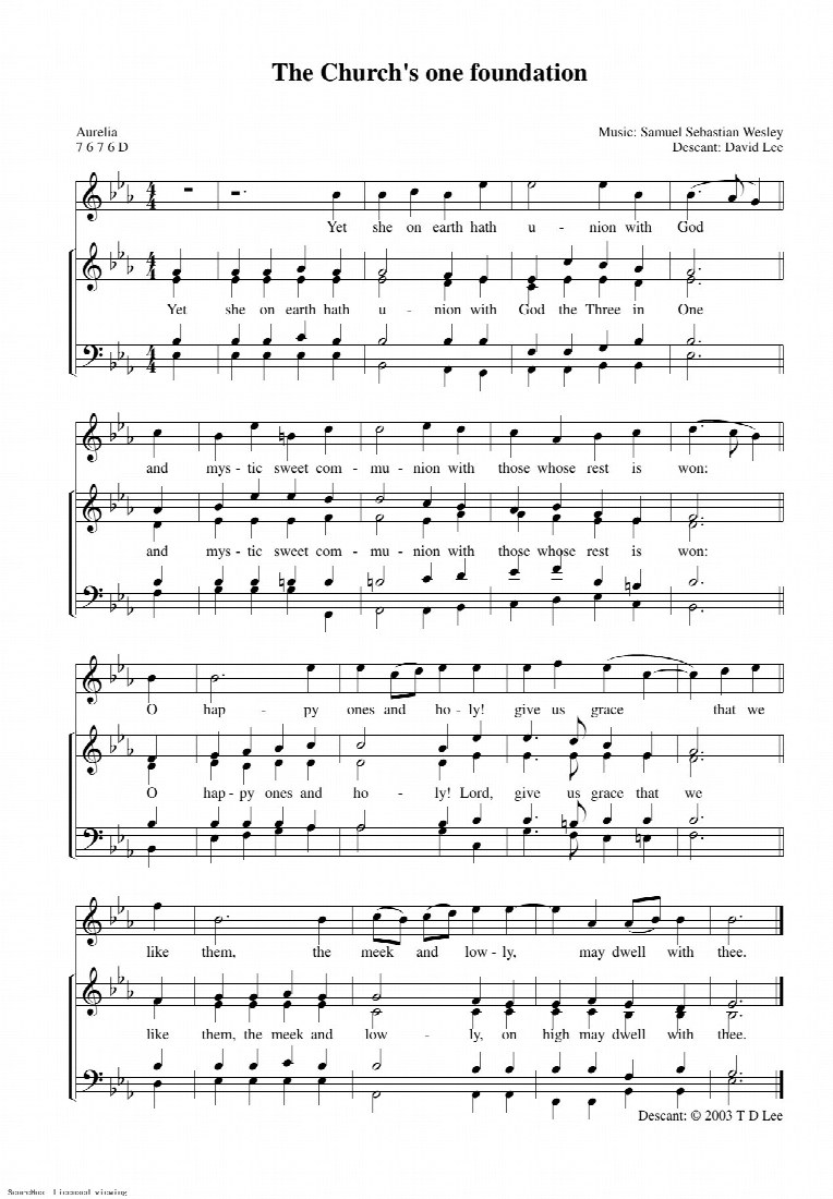 First-page preview of The church's one foundation