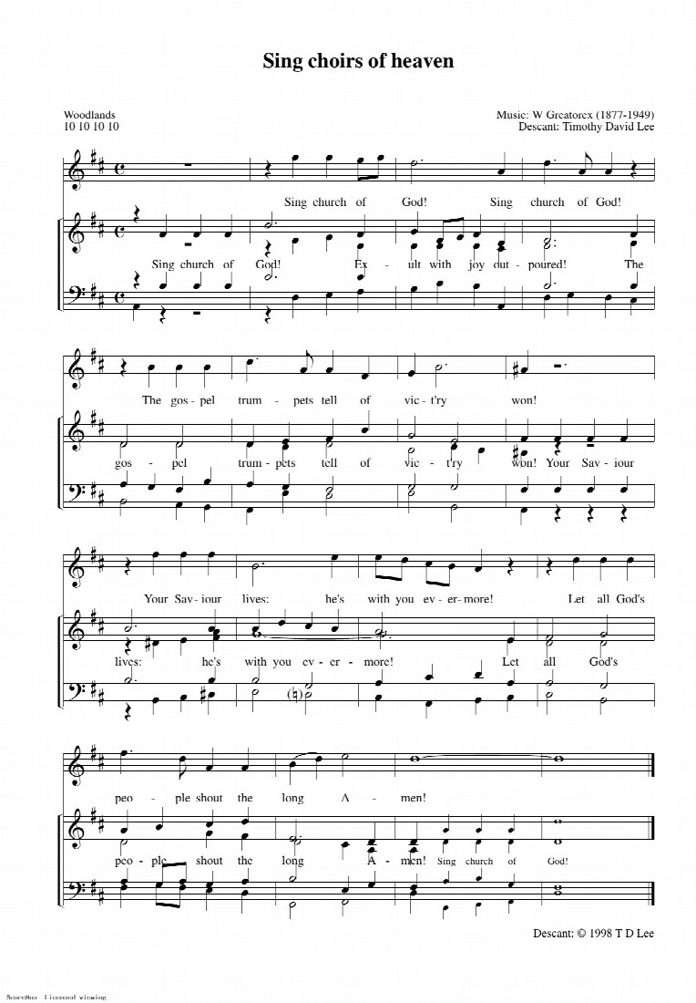 First-page preview of Sing Choirs of Heaven