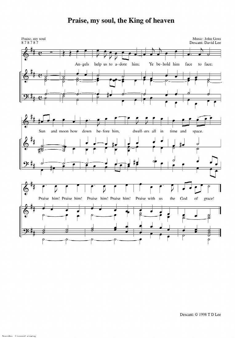 First-page preview of Praise,my soul,the King of Heaven