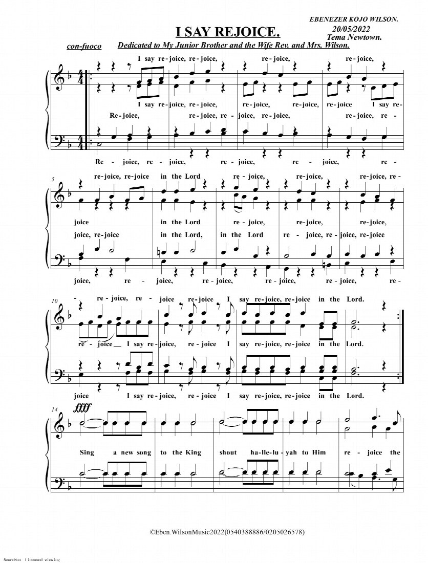 First-page preview of I SAY REJOICE