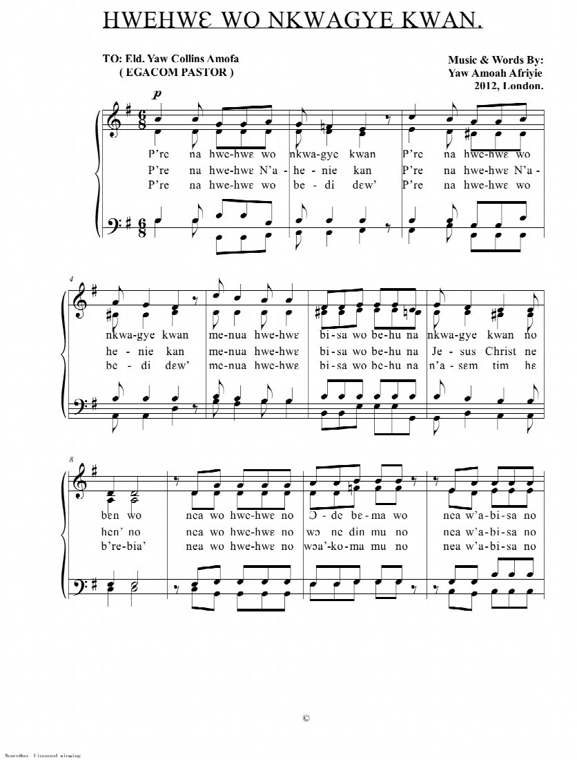 First-page preview of HWEHWE WO NKWAGYE KWAN