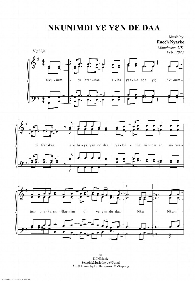 First-page preview of Nkunimdi Ye Yen De Daa