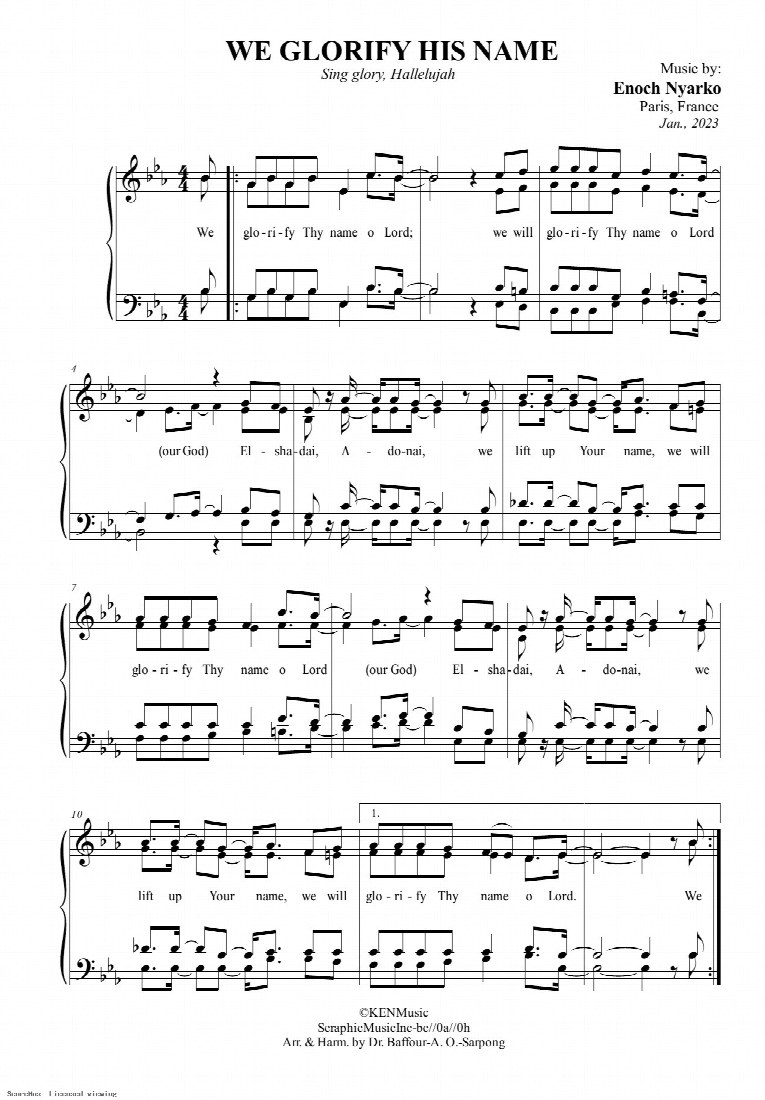 First-page preview of We Glorify His Name