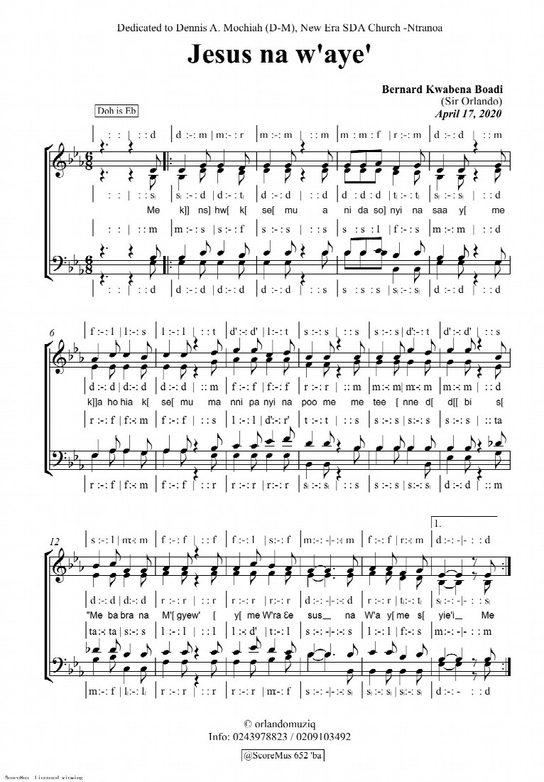 First-page preview of Jesus Na Waye