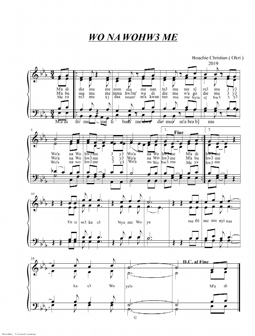 First-page preview of Wo na woahwe me