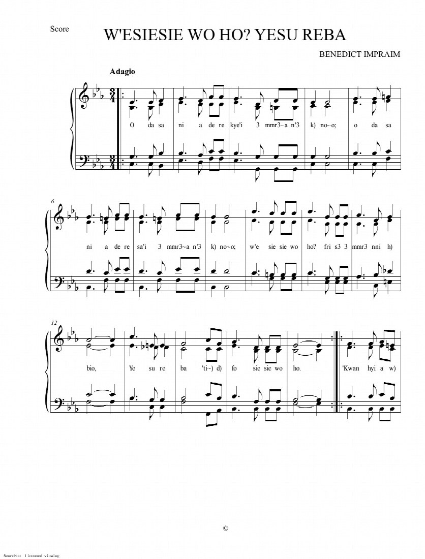 First-page preview of W'esiesie wo ho? Yesu Reba