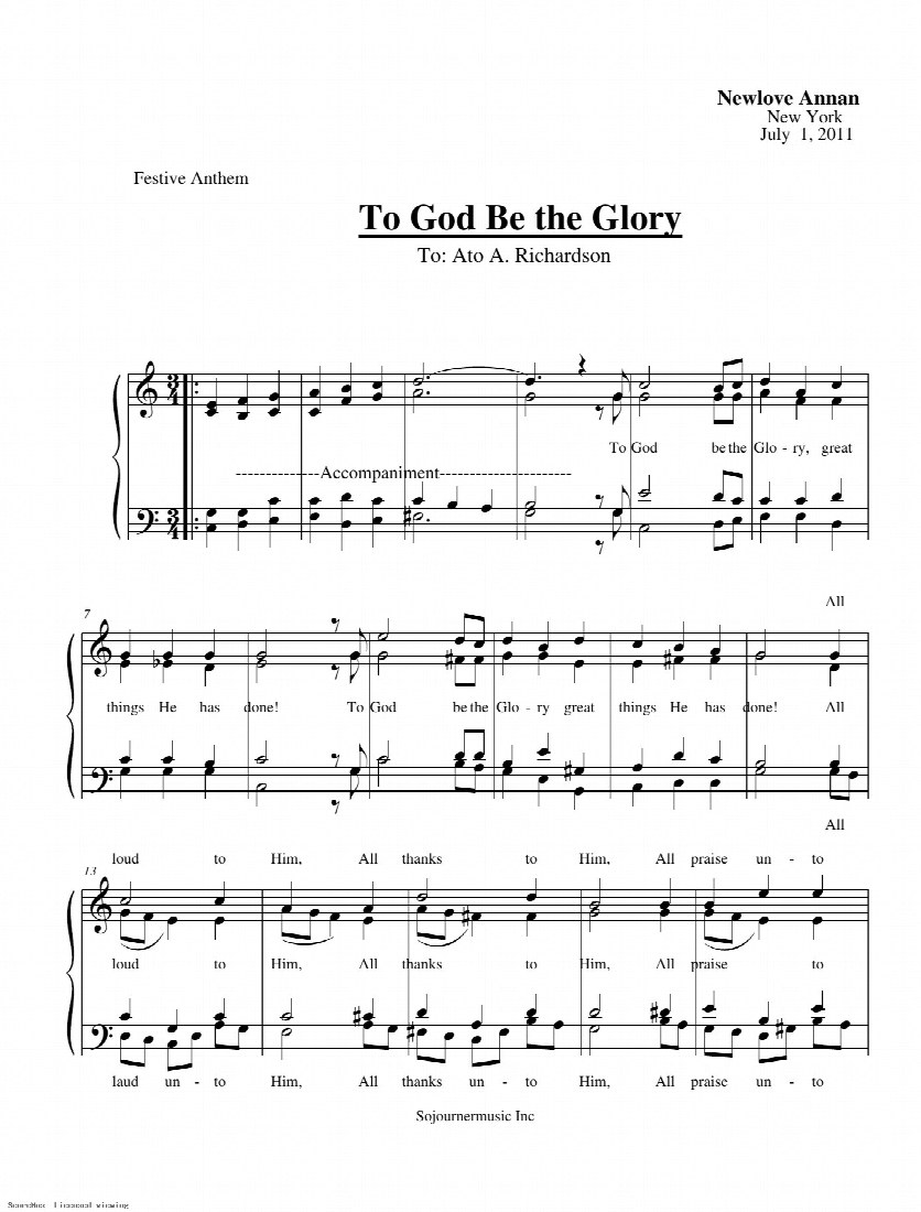 First-page preview of To God Be The Glory