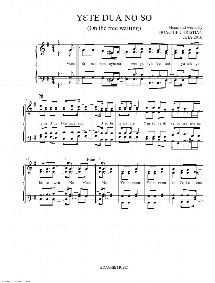 First-page preview of Yete dua no so