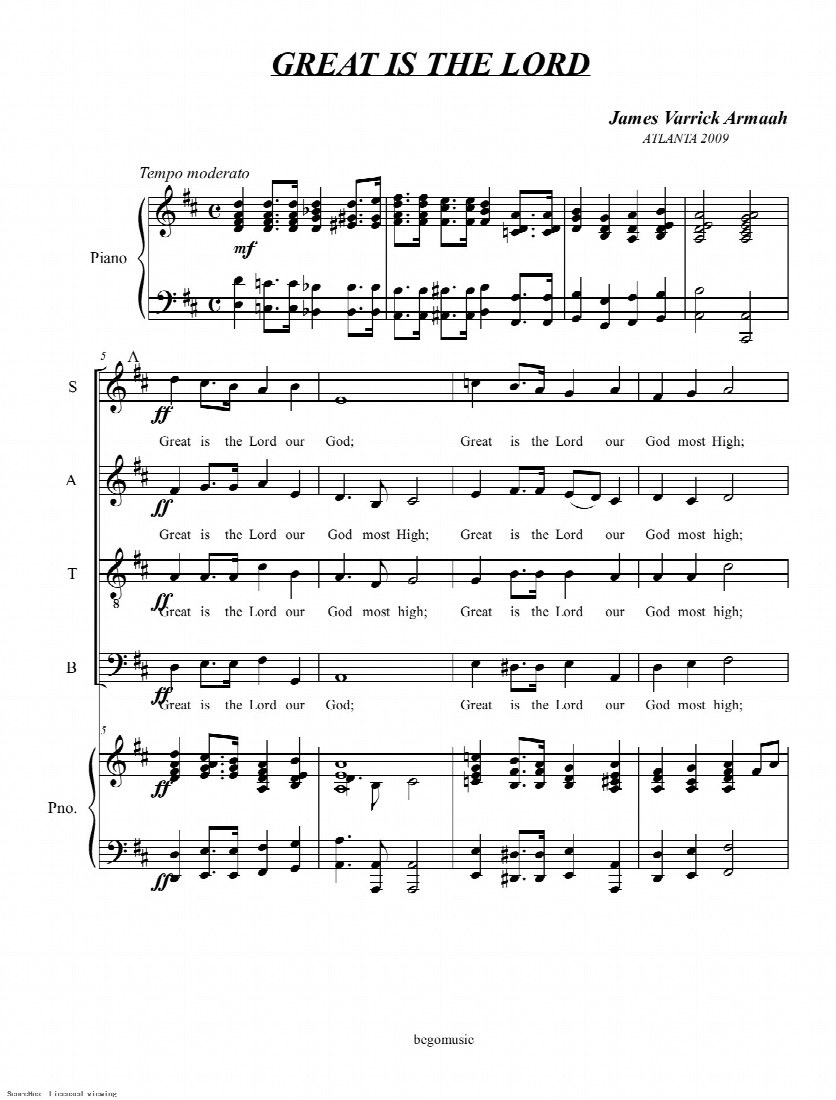 First-page preview of Great is The Lord