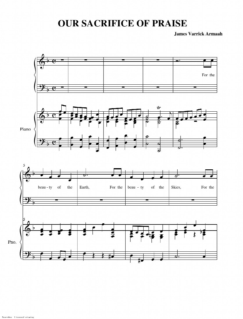 First-page preview of Our Sacrifice of praise
