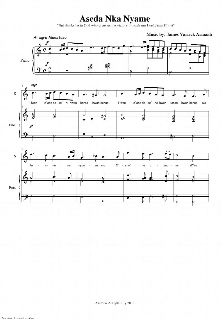First-page preview of Aseda nka Nyame