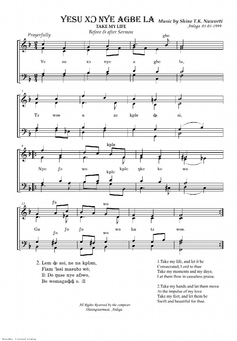 First-page preview of Yesu Xo Nye Agbe la