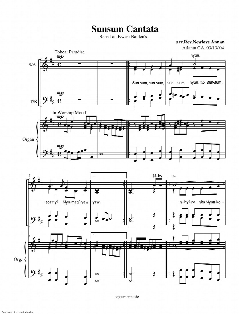 First-page preview of Sunsum Cantata
