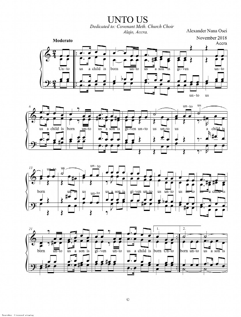First-page preview of Unto Us