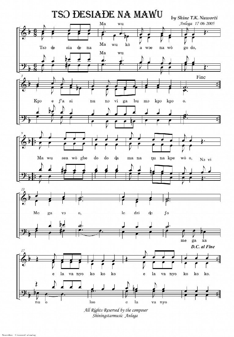 First-page preview of TSO DESIADE NA MAWU